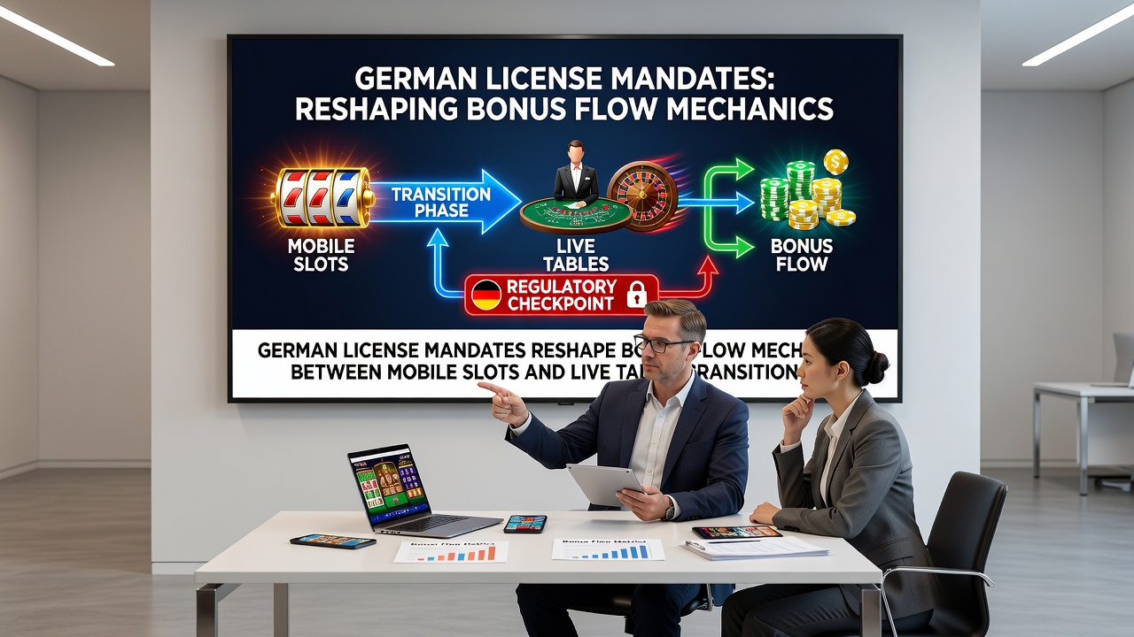Illustration der Bonusfluss-Mechanismen in deutschen lizenzierten Casinos mit Fokus auf mobile Slots und Live-Tische