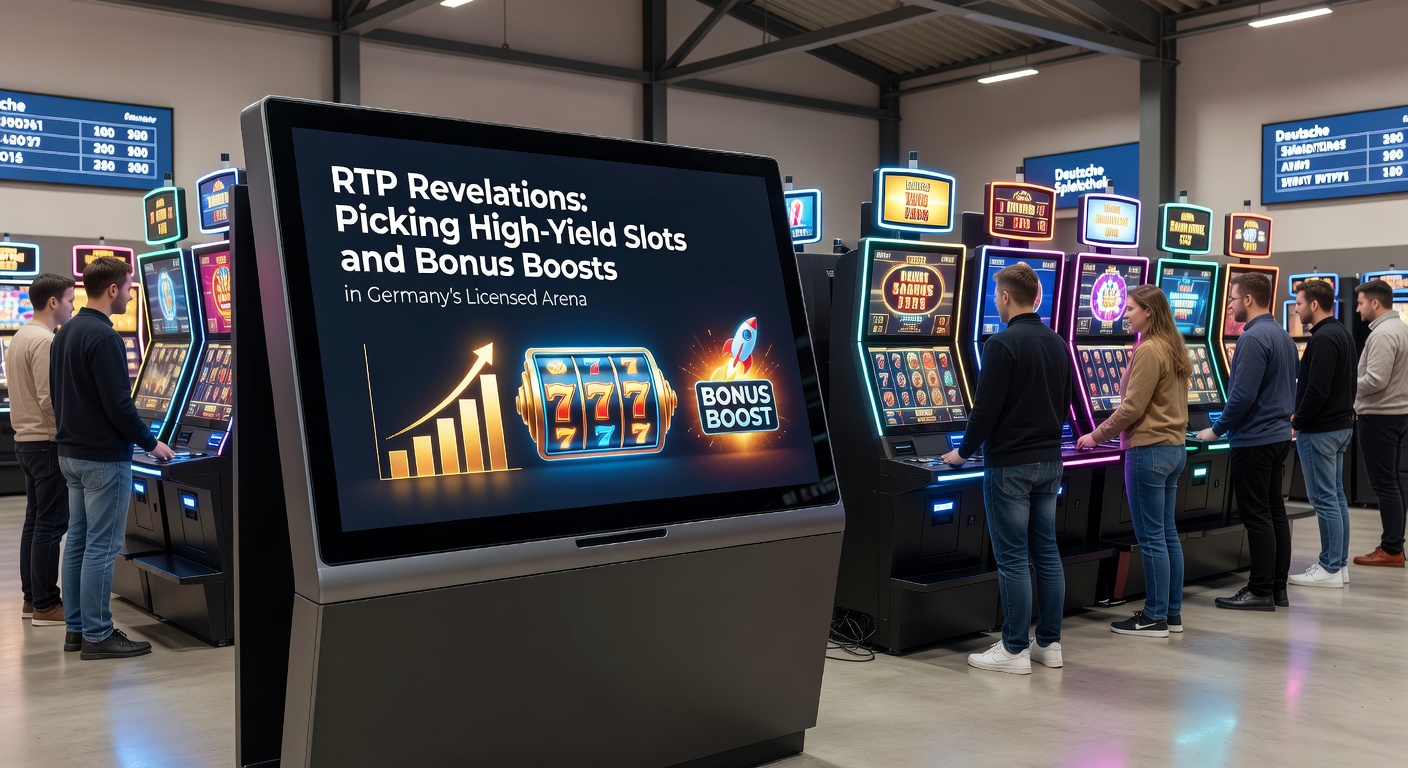 Bunte Slot-Maschine mit hohen RTP-Werten und Bonus-Symbolen in einem modernen Online-Casino-Design